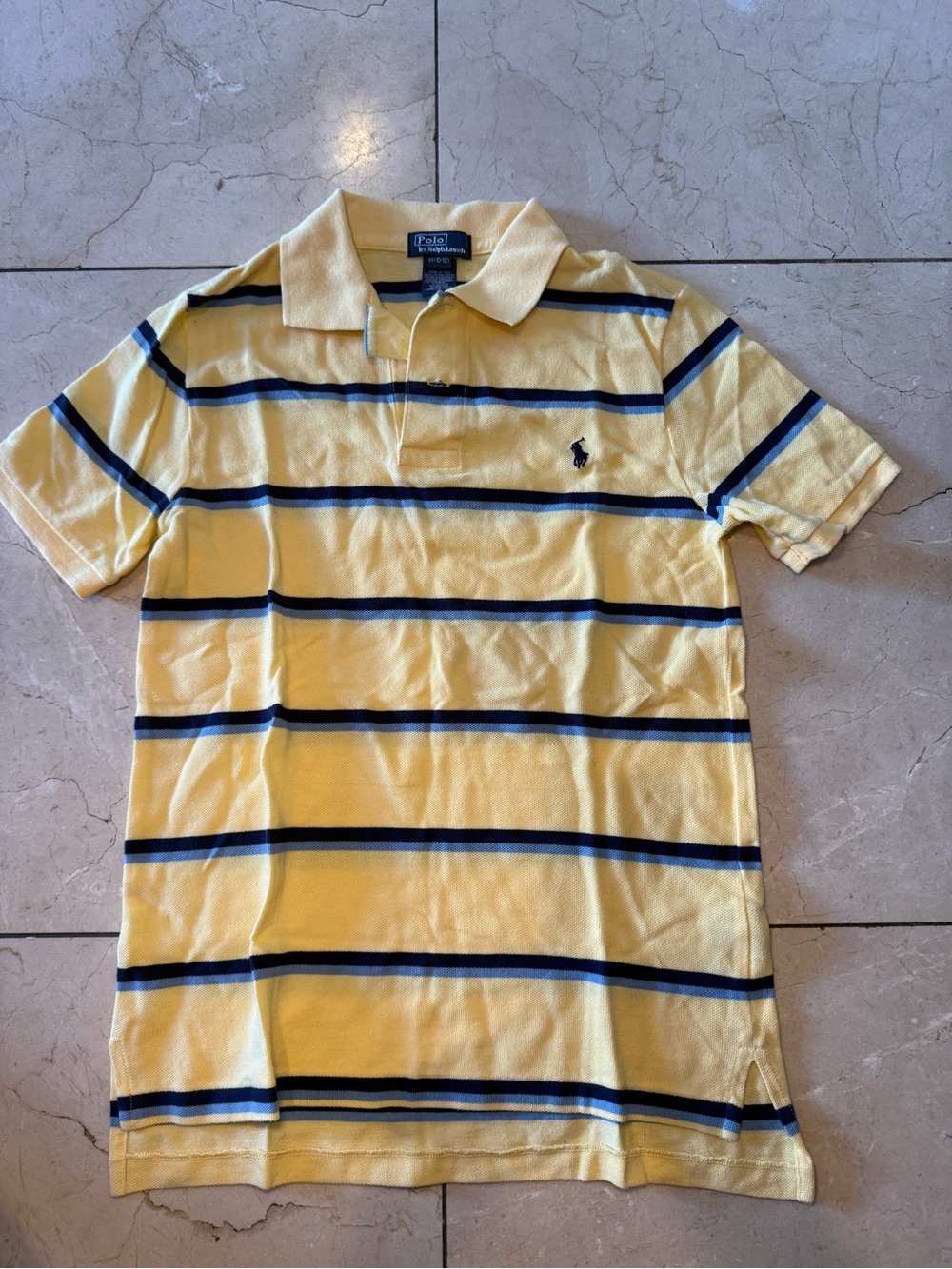 Polo by Ralph Lauren Yellow & Navy Striped Cotton Polo M (10/12)